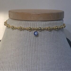 Evil Eye choker Gold Beaded Necklace